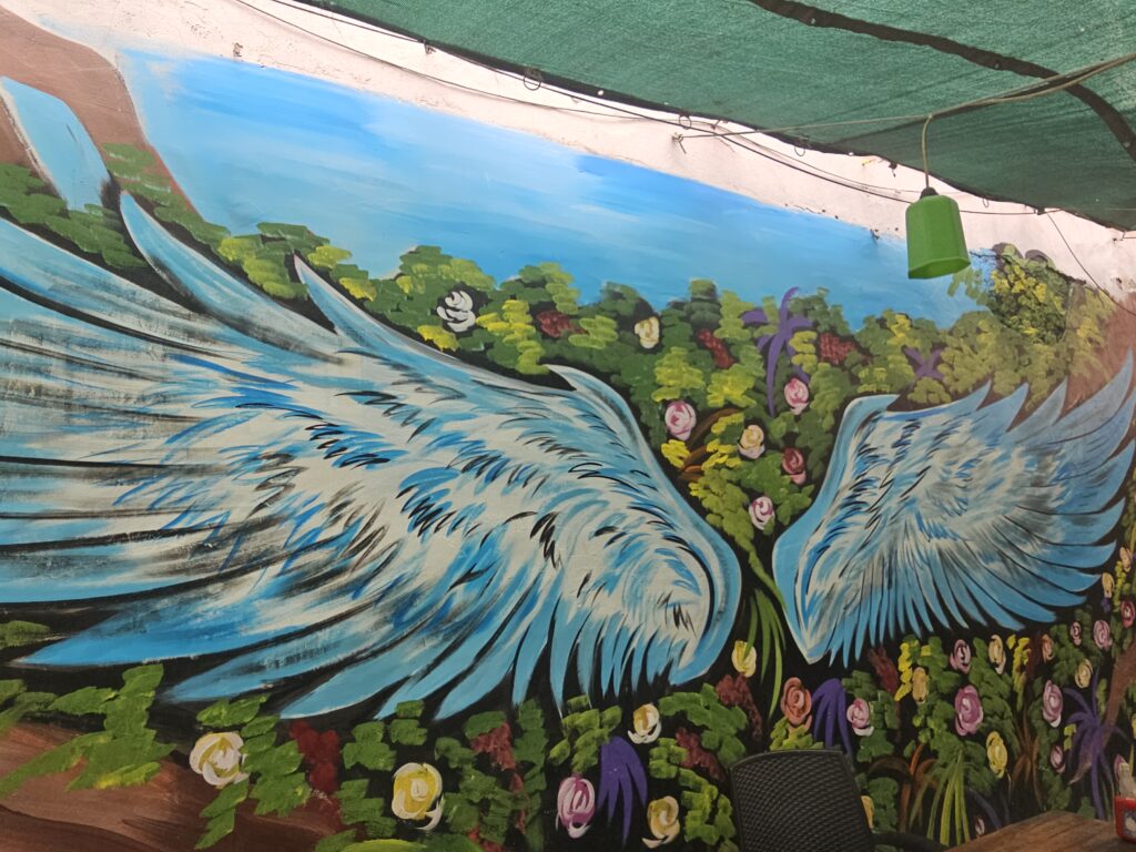 Angel wings street art mural in Balat Istanbul