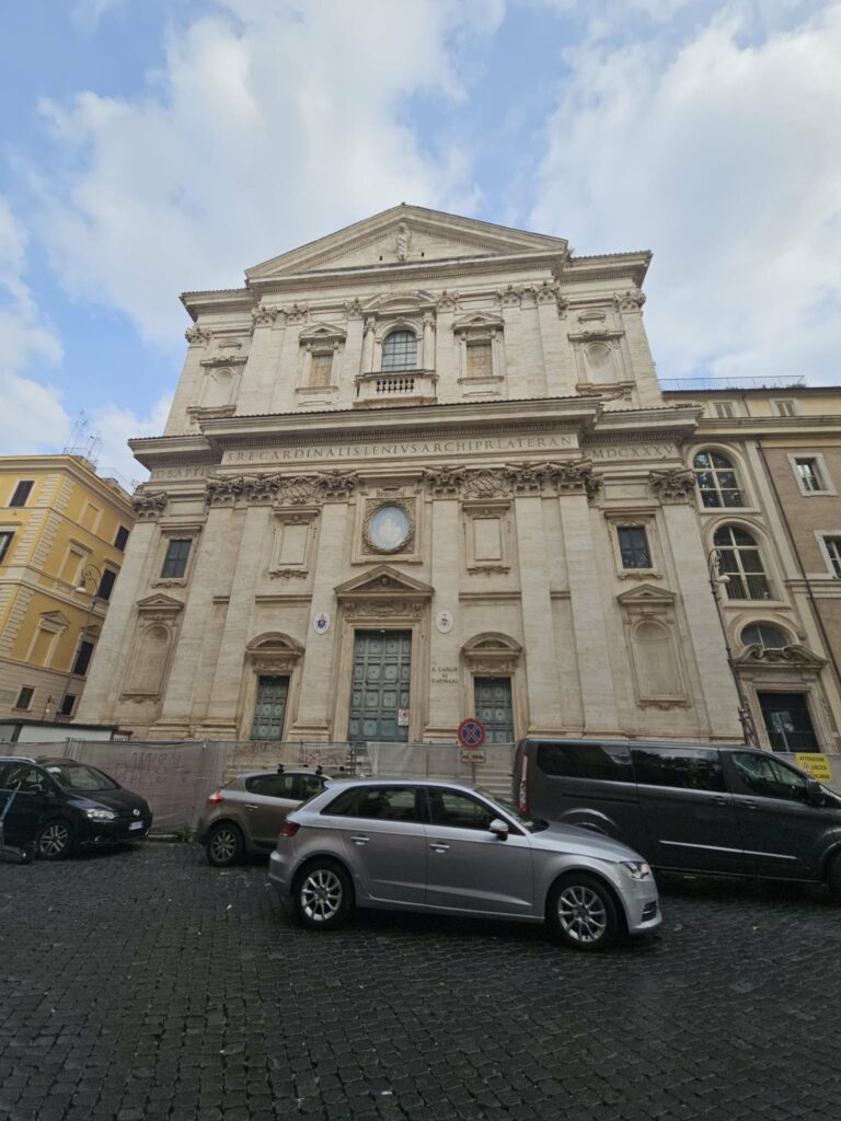 Historic church building in Rome discovered on a quiet street away from main landmarks.